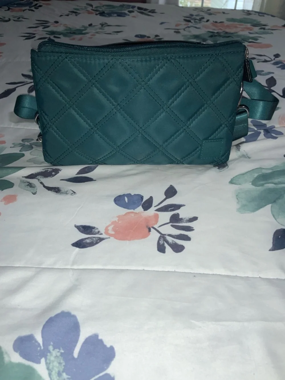 Teal Quilted Crossbody Bag with Adjustable Strap - Women - Picture 7 of 7